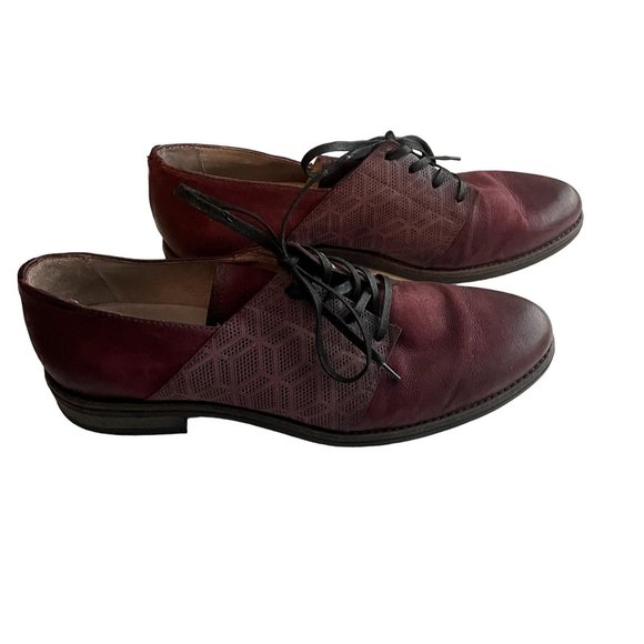 Miz Mooz Womens Oxfords EU 41 / US 9.5 Trudy Eggplant Maroon Leather Office Work - Picture 5 of 15